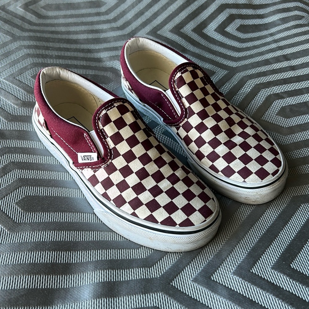 Vans kids like new! Burgundy check 2.5